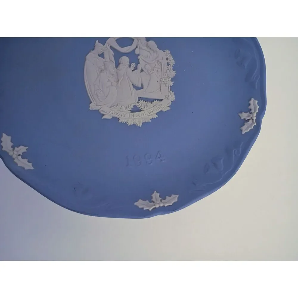 Vintage 1994 Wedgwood Blue Jasperware Christmas Plate 
